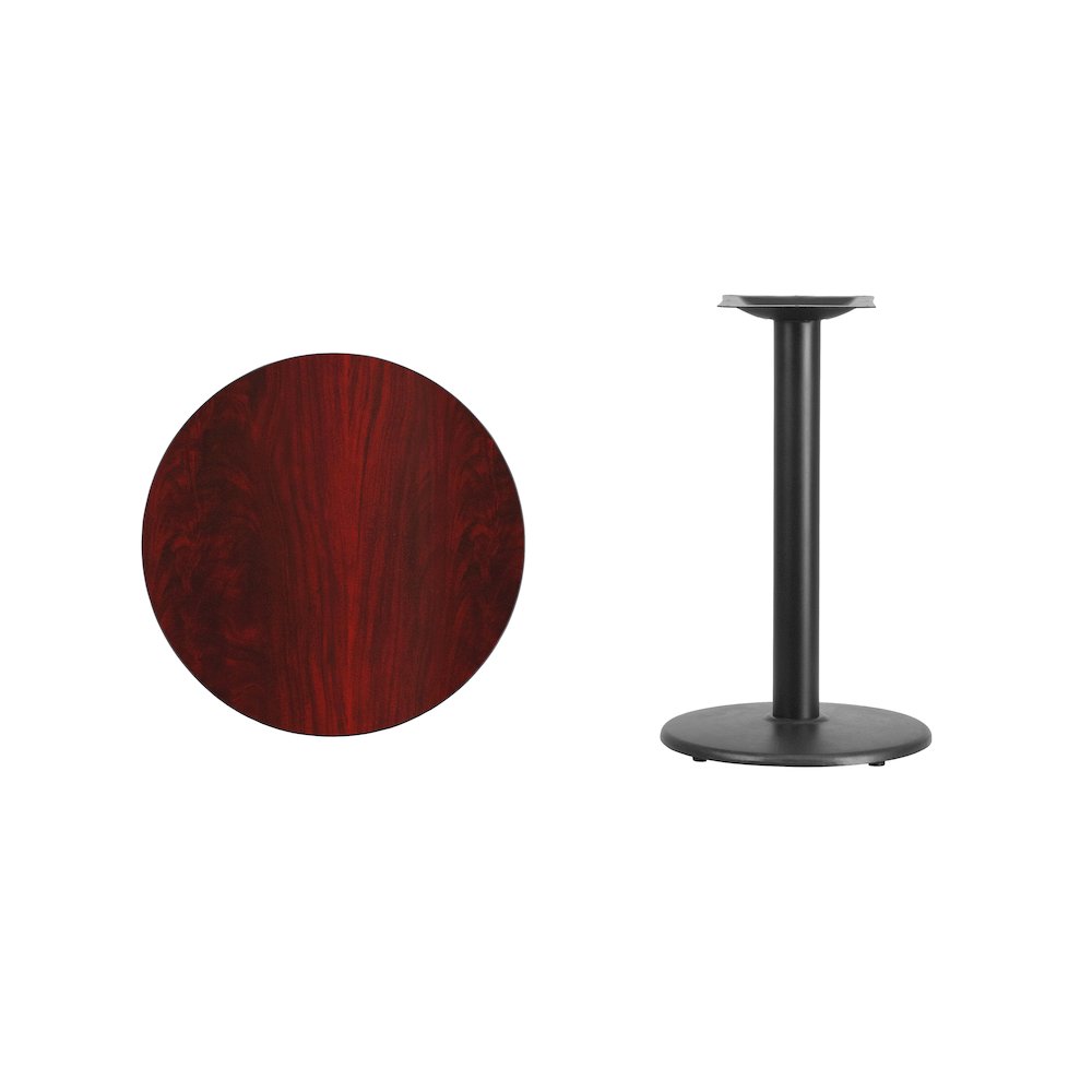 24'' Round Mahogany Laminate Table Top with 18'' Round Table Height Base. Picture 4