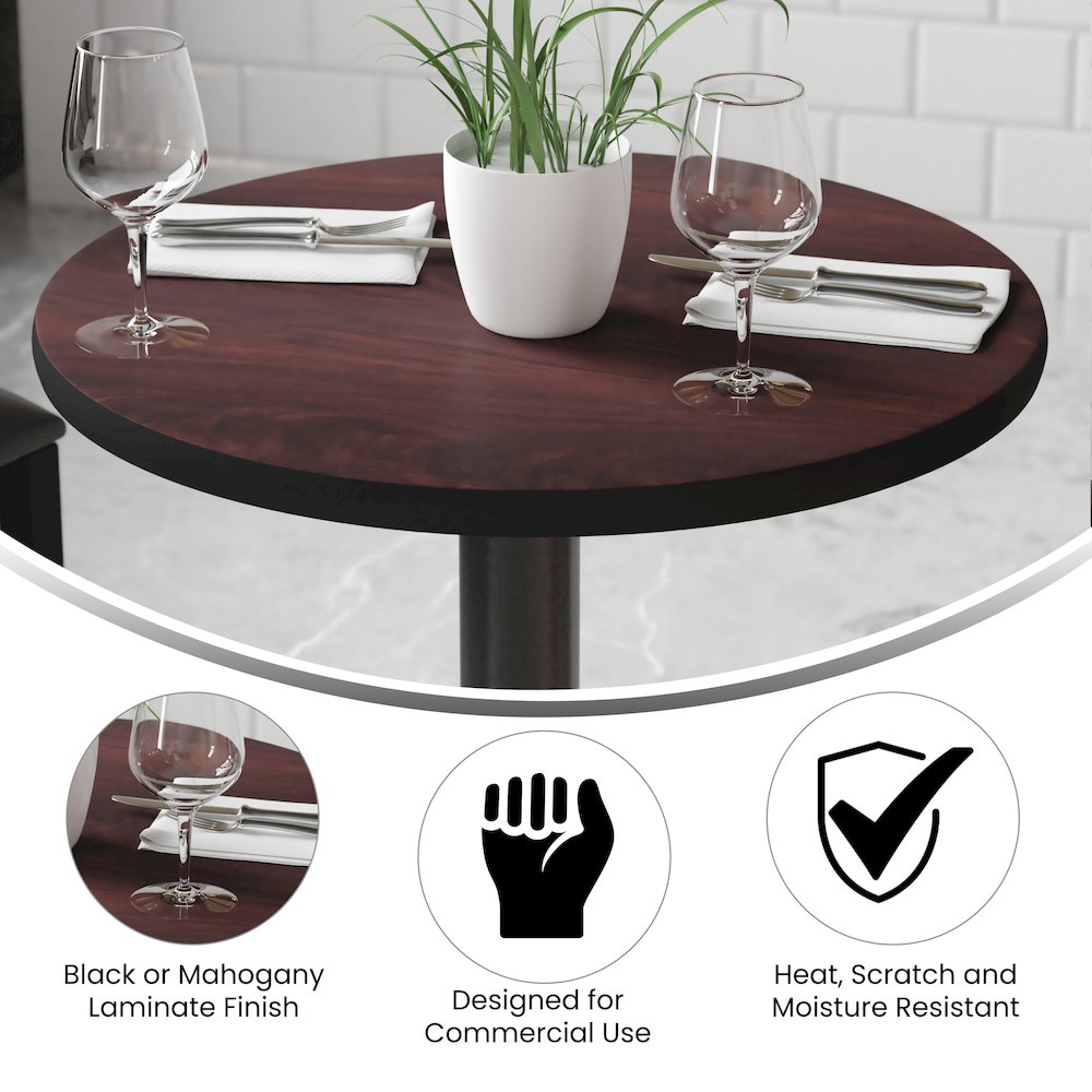 24'' Round Table Top with Black or Mahogany Reversible Laminate Top. Picture 4