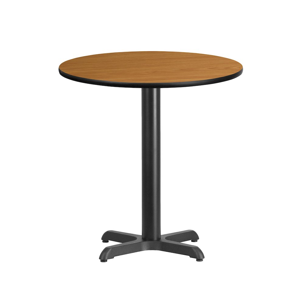 24'' Round Natural Laminate Table Top with 22'' x 22'' Table Height Base. Picture 1