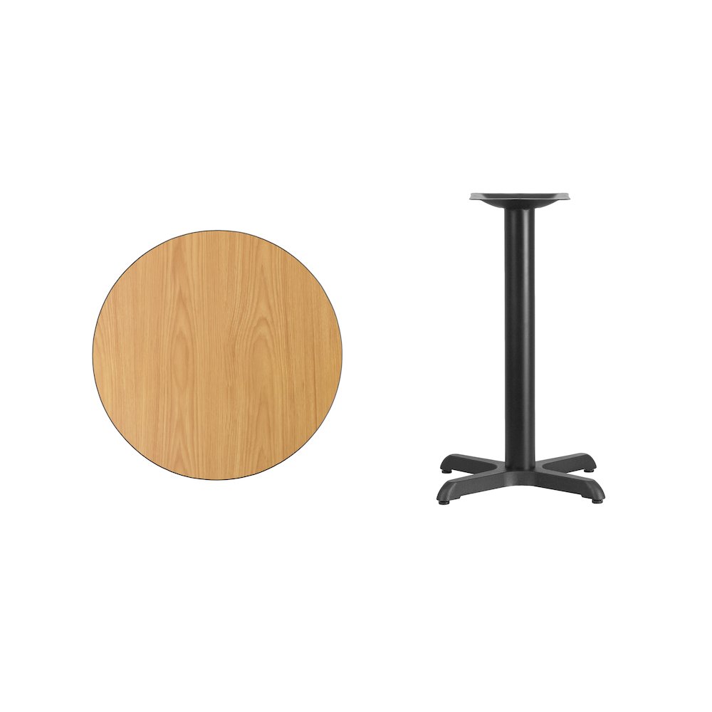 24'' Round Natural Laminate Table Top with 22'' x 22'' Table Height Base. Picture 3