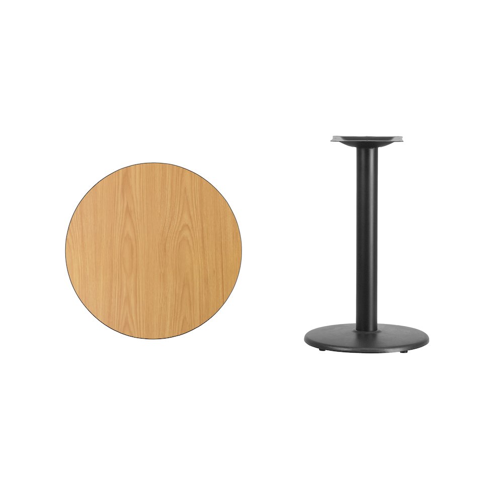 24'' Round Natural Laminate Table Top with 18'' Round Table Height Base. Picture 3