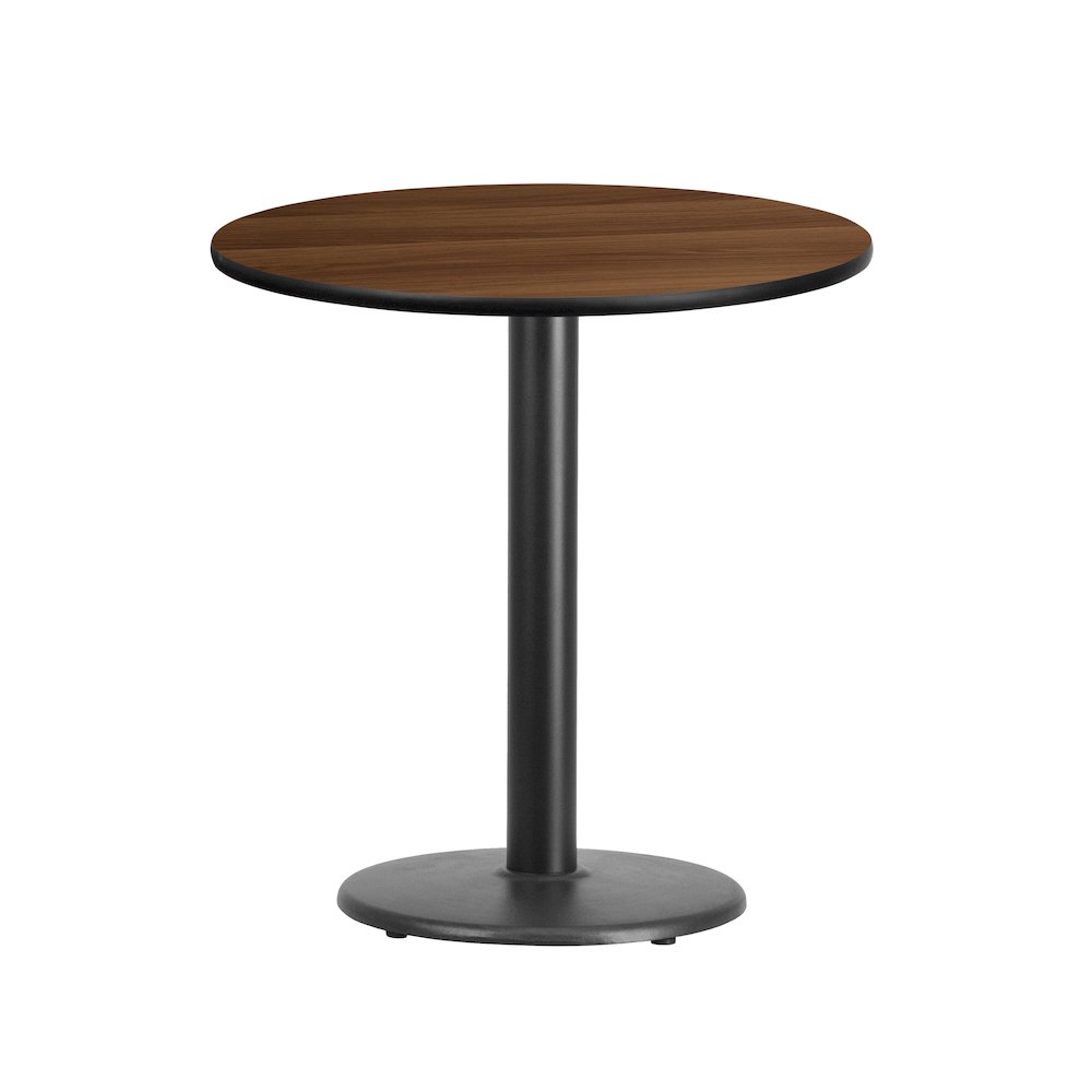 24'' Round Walnut Laminate Table Top with 18'' Round Table Height Base. Picture 1