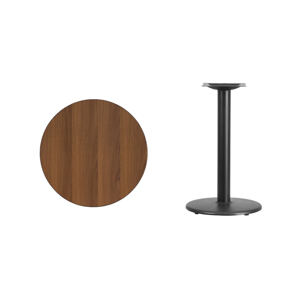 24'' Round Walnut Laminate Table Top with 18'' Round Table Height Base. Picture 3