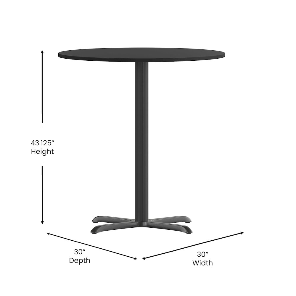 30'' Round Black Laminate Table Top with 22'' x 22'' Bar Height Table Base. Picture 5