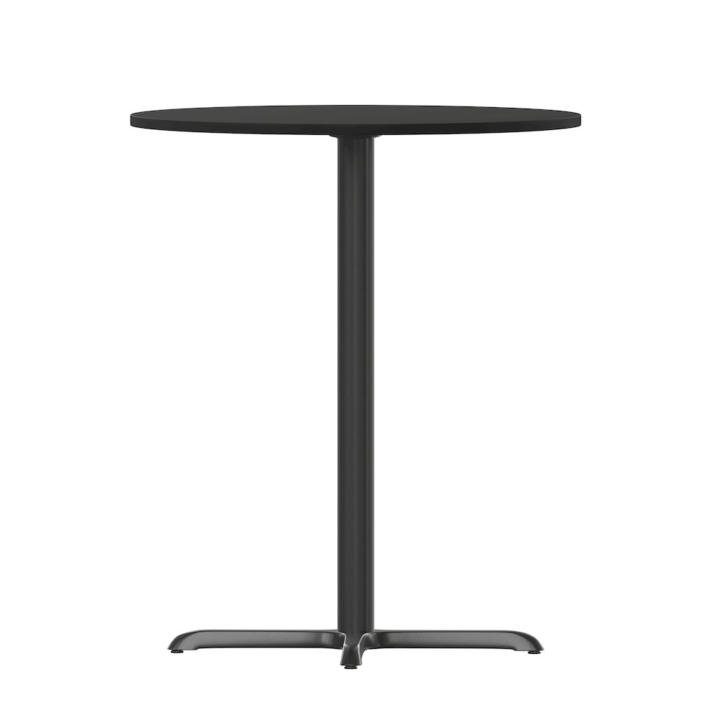 30'' Round Black Laminate Table Top with 22'' x 22'' Bar Height Table Base. Picture 9