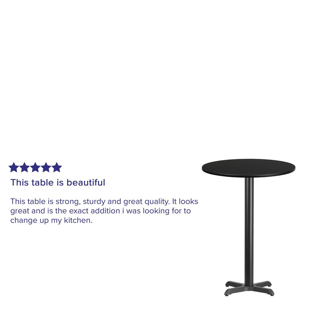 30'' Round Black Laminate Table Top with 22'' x 22'' Bar Height Table Base. Picture 3