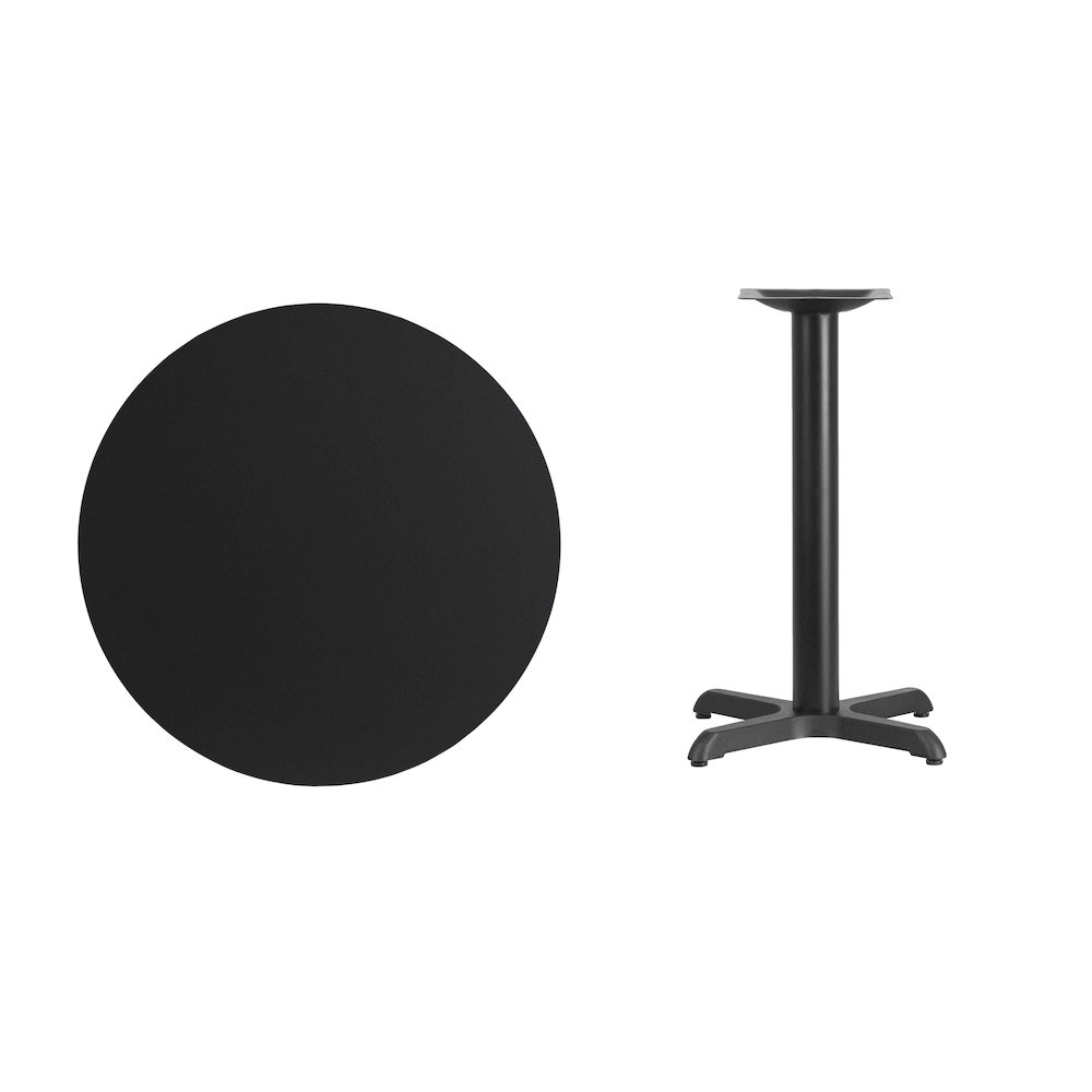 30'' Round Black Laminate Table Top with 22'' x 22'' Table Height Base. Picture 4