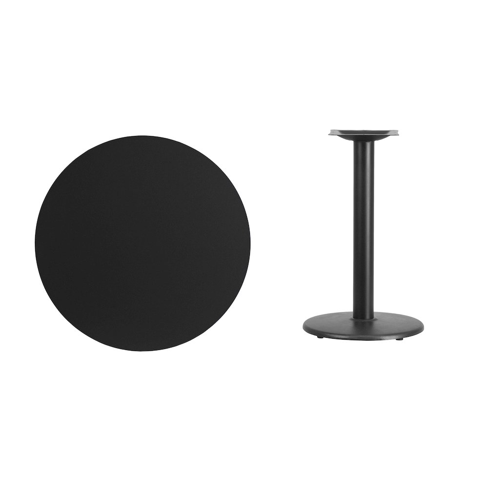 30'' Round Black Laminate Table Top with 18'' Round Table Height Base. Picture 4