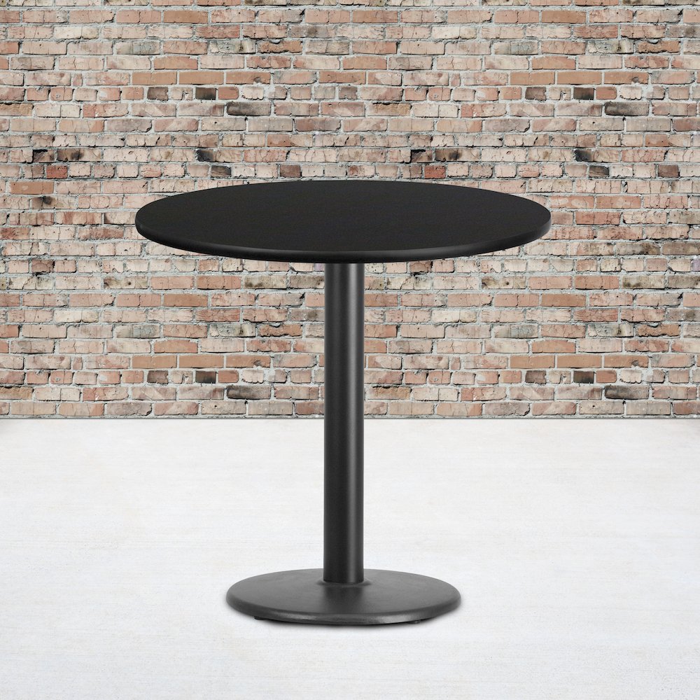 30'' Round Black Laminate Table Top with 18'' Round Table Height Base. Picture 2