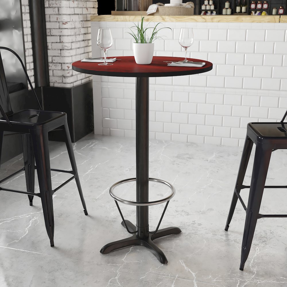 30'' Round Mahogany Table Top with 22'' x 22'' Bar Height. Picture 2