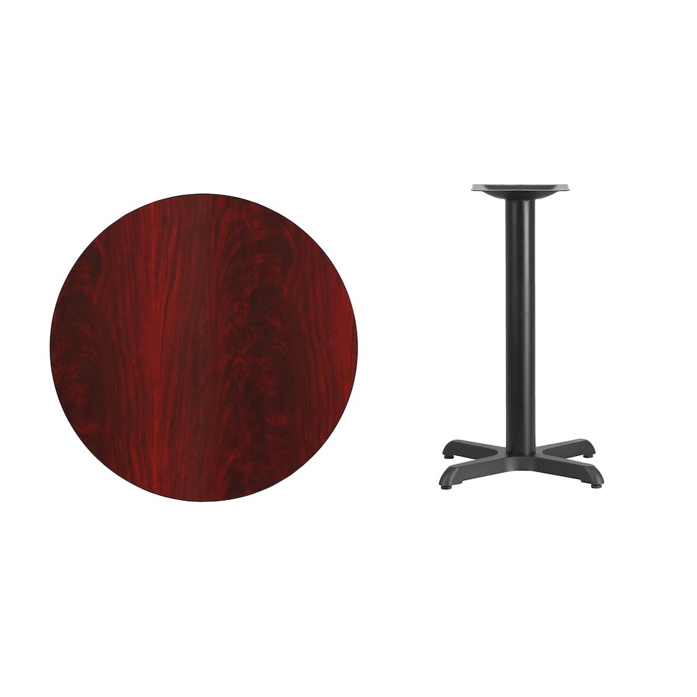 30'' Round Mahogany Laminate Table Top with 22'' x 22'' Table Height Base. Picture 2