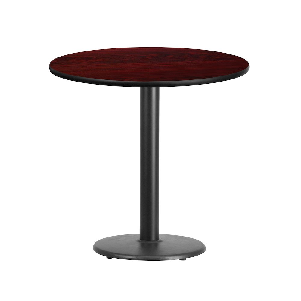 30'' Round Mahogany Laminate Table Top with 18'' Round Table Height Base. Picture 1