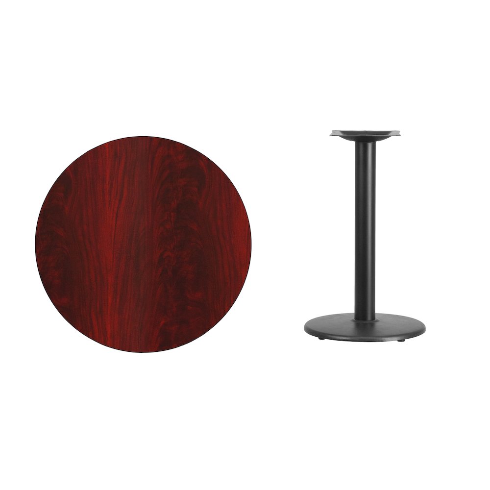 30'' Round Mahogany Laminate Table Top with 18'' Round Table Height Base. Picture 4