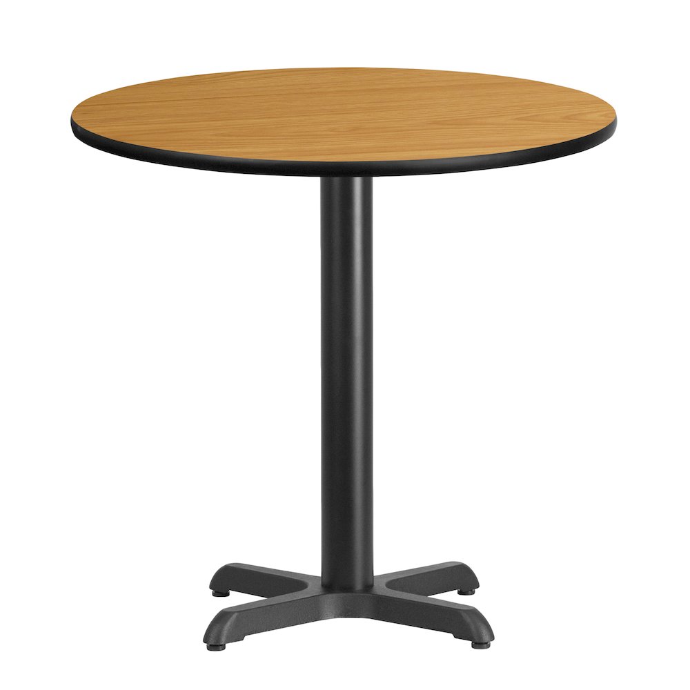 30'' Round Natural Laminate Table Top with 22'' x 22'' Table Height Base. Picture 4