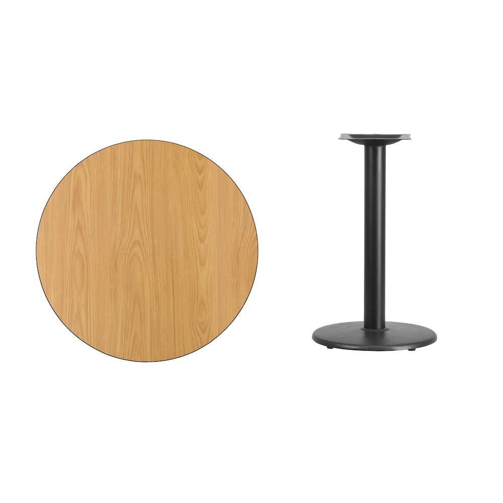 30'' Round Natural Laminate Table Top with 18'' Round Table Height Base. Picture 3