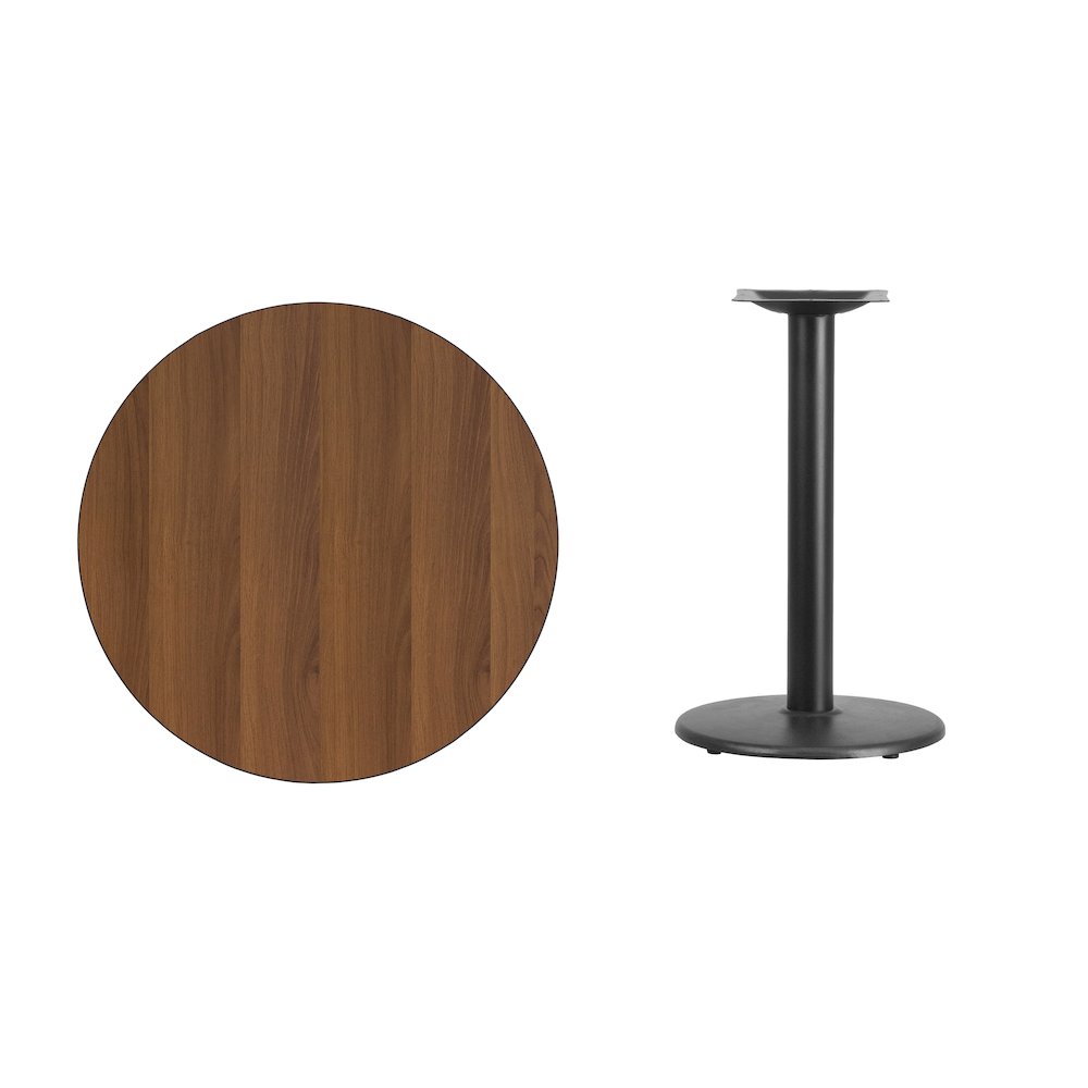 30'' Round Walnut Laminate Table Top with 18'' Round Table Height Base. Picture 3