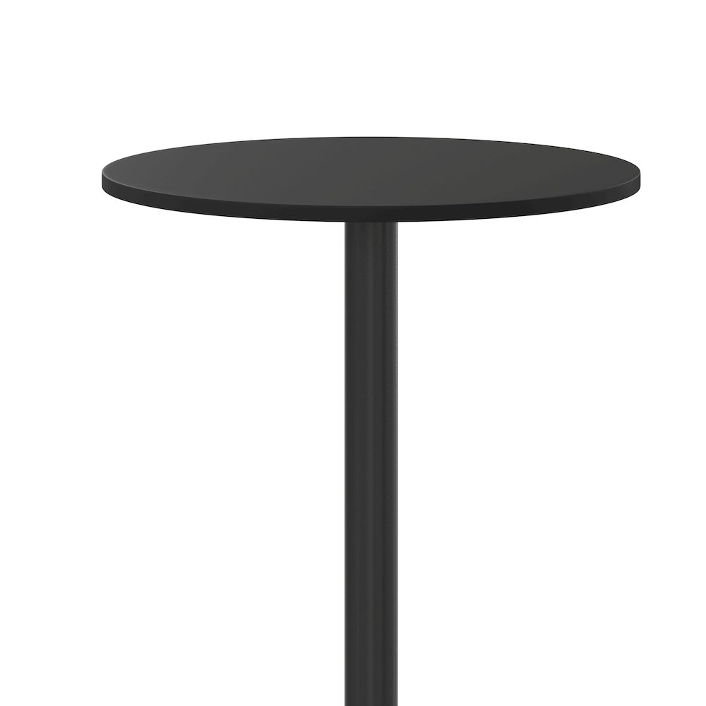 36'' Round Black Laminate Table Top with 30'' x 30'' Bar Height Table Base. Picture 7