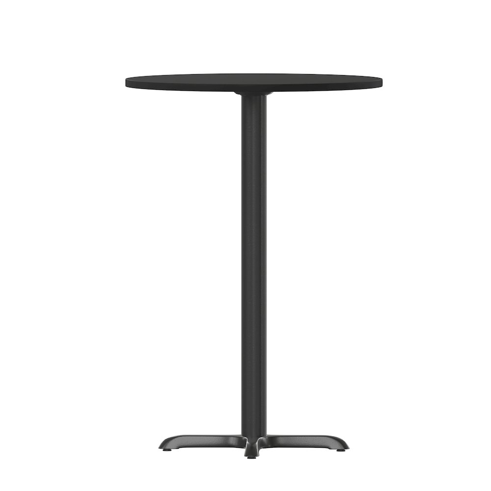 36'' Round Black Laminate Table Top with 30'' x 30'' Bar Height Table Base. Picture 9