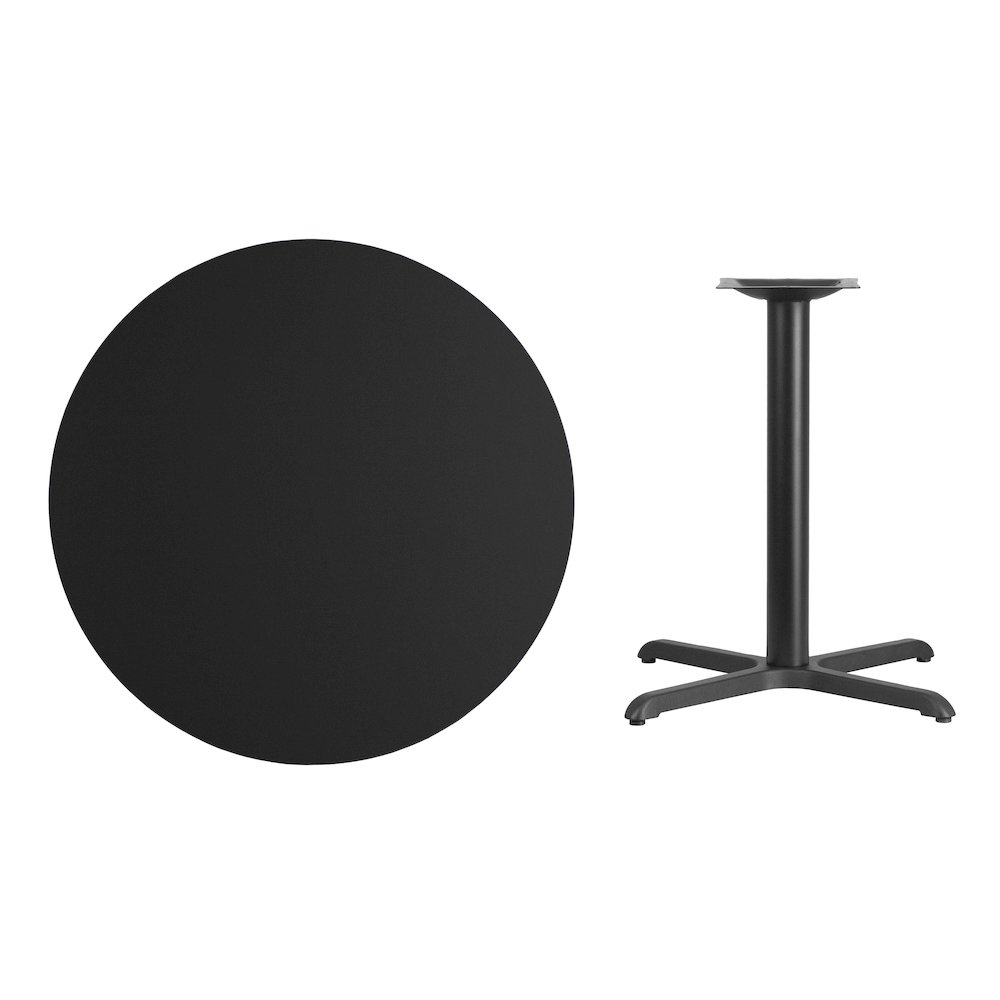 36'' Round Black Laminate Table Top with 30'' x 30'' Table Height Base. Picture 4