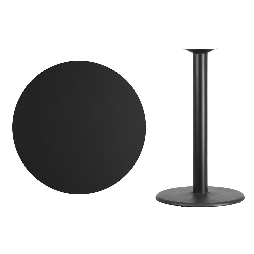 36'' Round Black Laminate Table Top with 24'' Round Bar Height Table Base. Picture 4