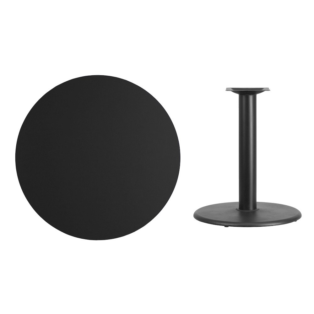 36'' Round Black Laminate Table Top with 24'' Round Table Height Base. Picture 4