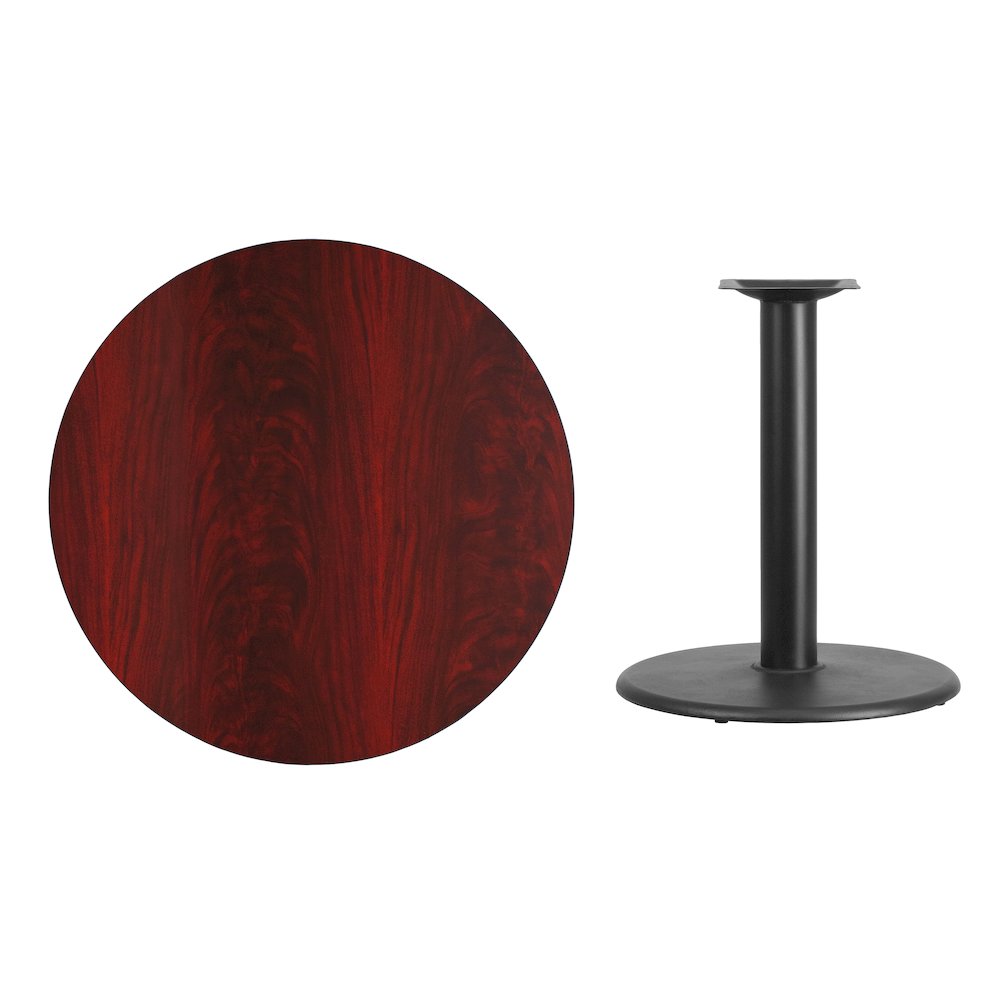 36'' Round Mahogany Laminate Table Top with 24'' Round Table Height Base. Picture 4