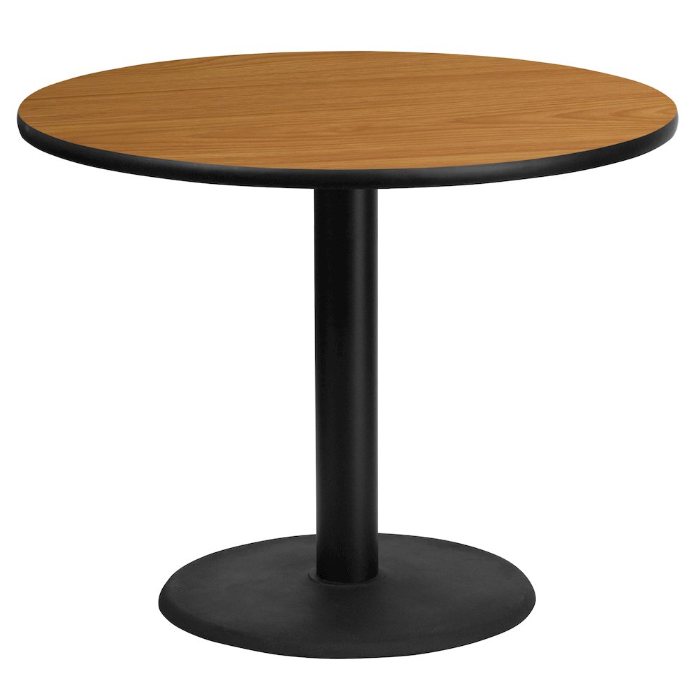 36'' Round Natural Laminate Table Top with 24'' Round Table Height Base. Picture 1