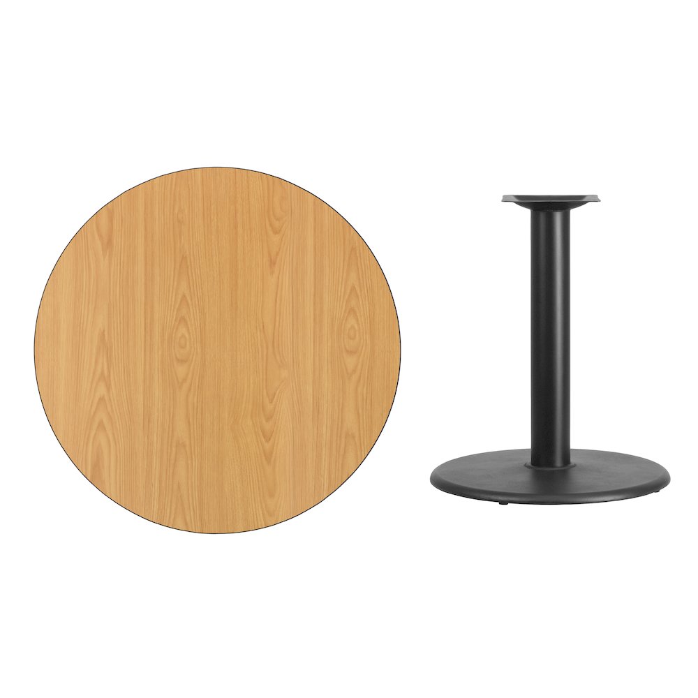 36'' Round Natural Laminate Table Top with 24'' Round Table Height Base. Picture 4