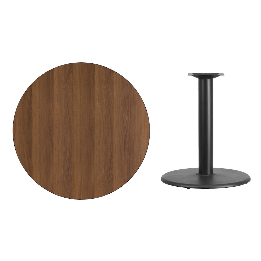 36'' Round Walnut Laminate Table Top with 24'' Round Table Height Base. Picture 4