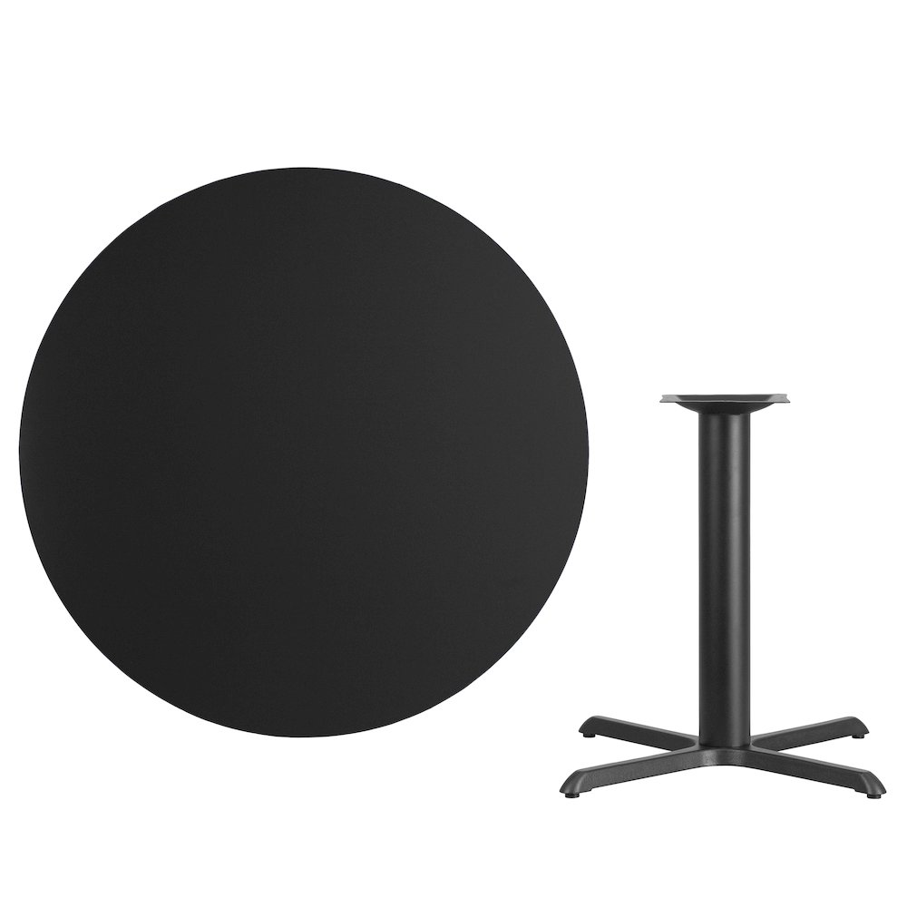 42'' Round Black Laminate Table Top with 33'' x 33'' Table Height Base. Picture 1