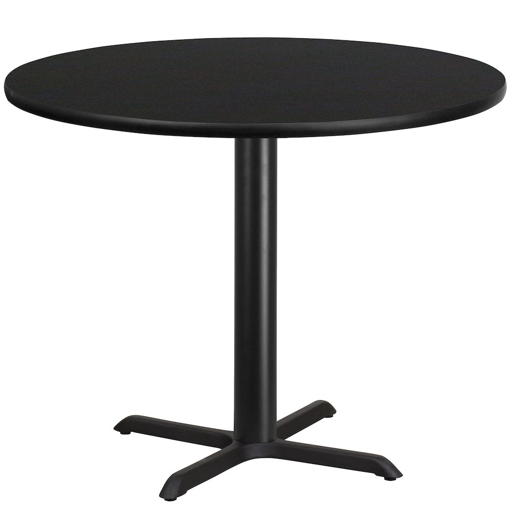 42'' Round Black Laminate Table Top with 33'' x 33'' Table Height Base. Picture 4
