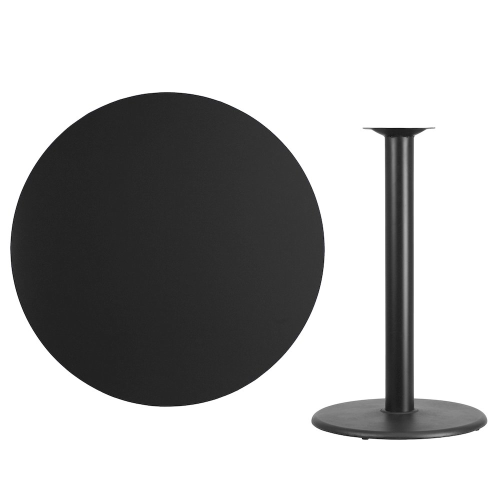 42'' Round Black Laminate Table Top with 24'' Round Bar Height Table Base. Picture 4