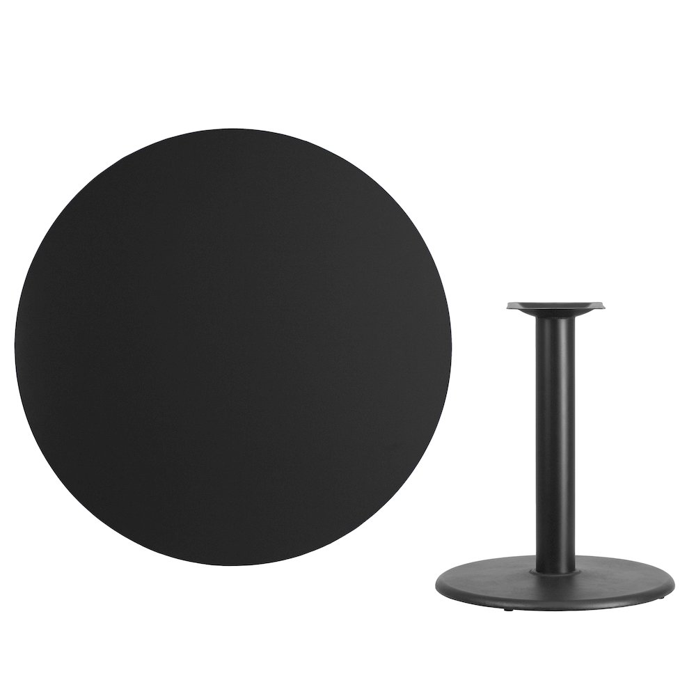 42'' Round Black Laminate Table Top with 24'' Round Table Height Base. Picture 1