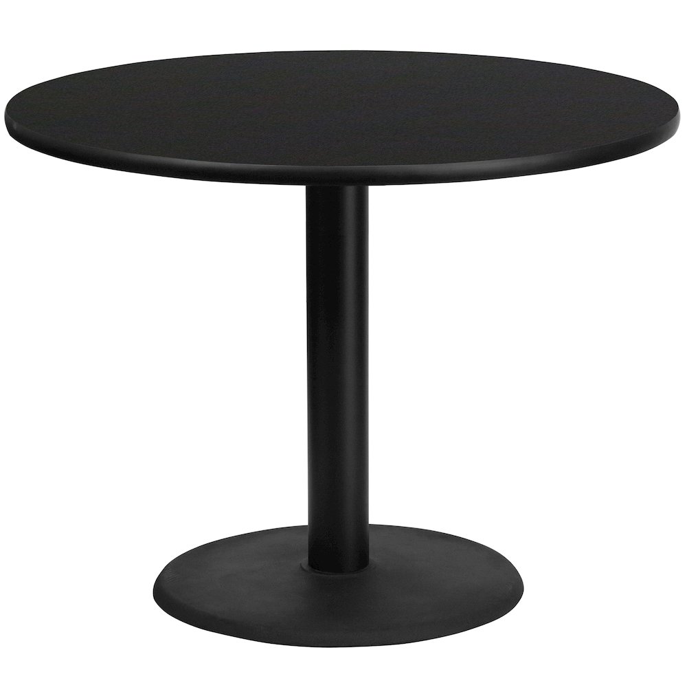 42'' Round Black Laminate Table Top with 24'' Round Table Height Base. Picture 4
