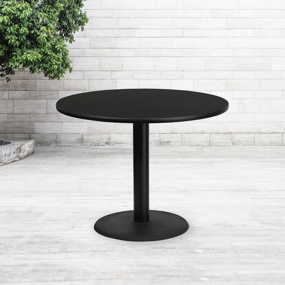 42'' Round Black Laminate Table Top with 24'' Round Table Height Base. Picture 2