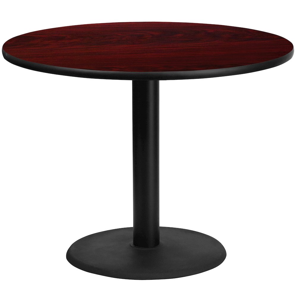 42'' Round Mahogany Laminate Table Top with 24'' Round Table Height Base. Picture 1