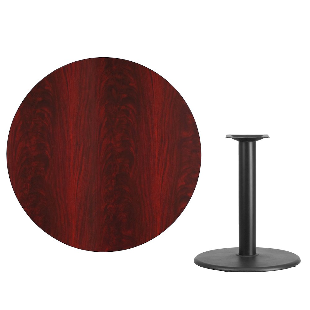 42'' Round Mahogany Laminate Table Top with 24'' Round Table Height Base. Picture 4