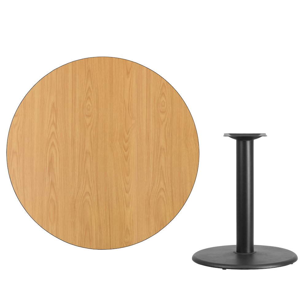 42'' Round Natural Laminate Table Top with 24'' Round Table Height Base. Picture 3