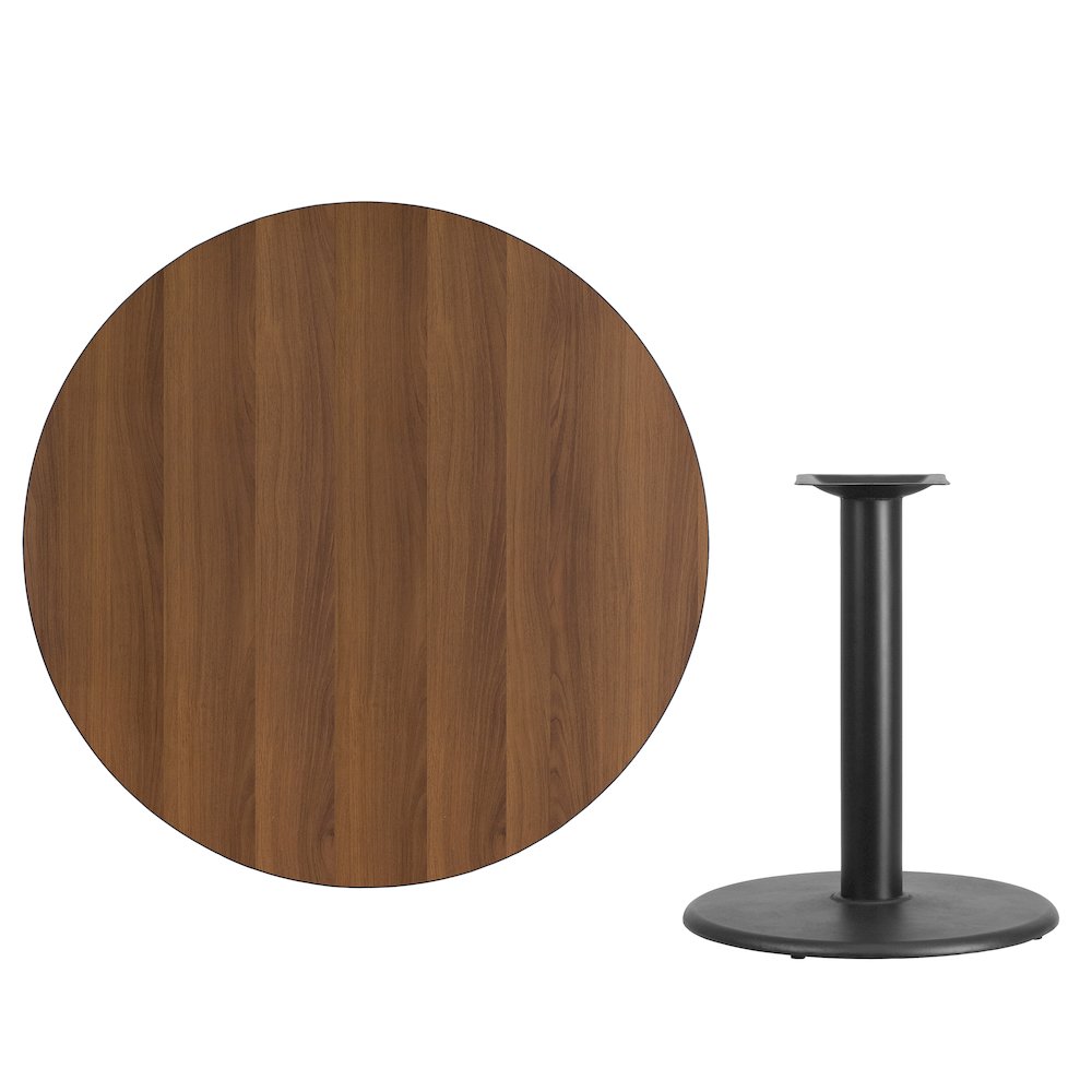 42'' Round Walnut Laminate Table Top with 24'' Round Table Height Base. Picture 3