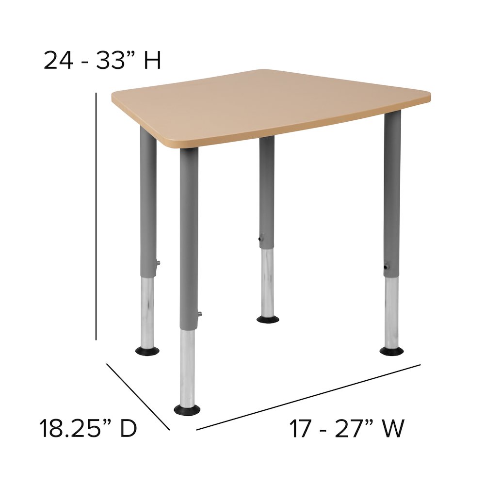 Hex Natural Collaborative Student Desk (from 22.3" to 34") - Home and Classroom. Picture 5
