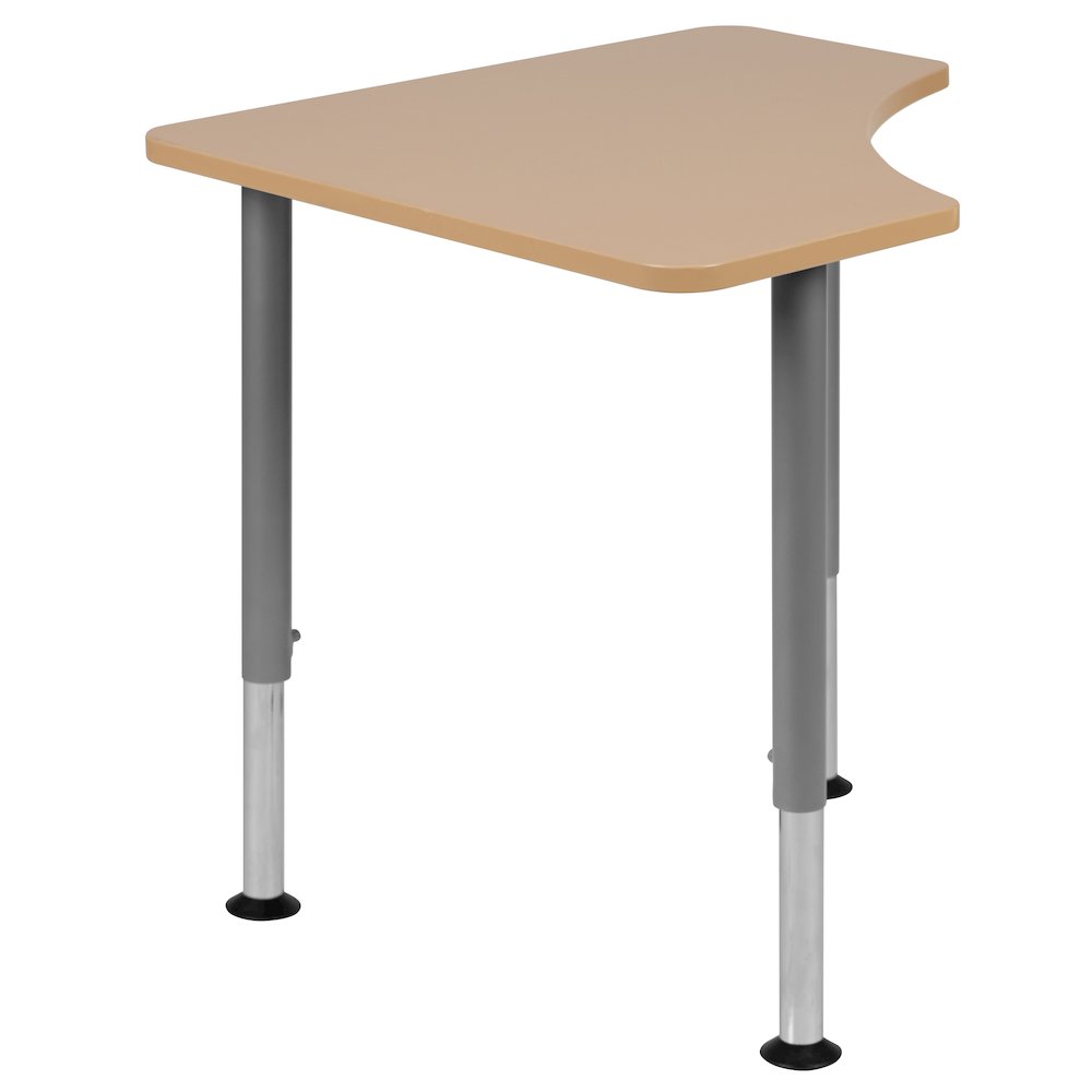 Triangular Natural Collaborative Student Desk (from 22.3" to 34"). Picture 8