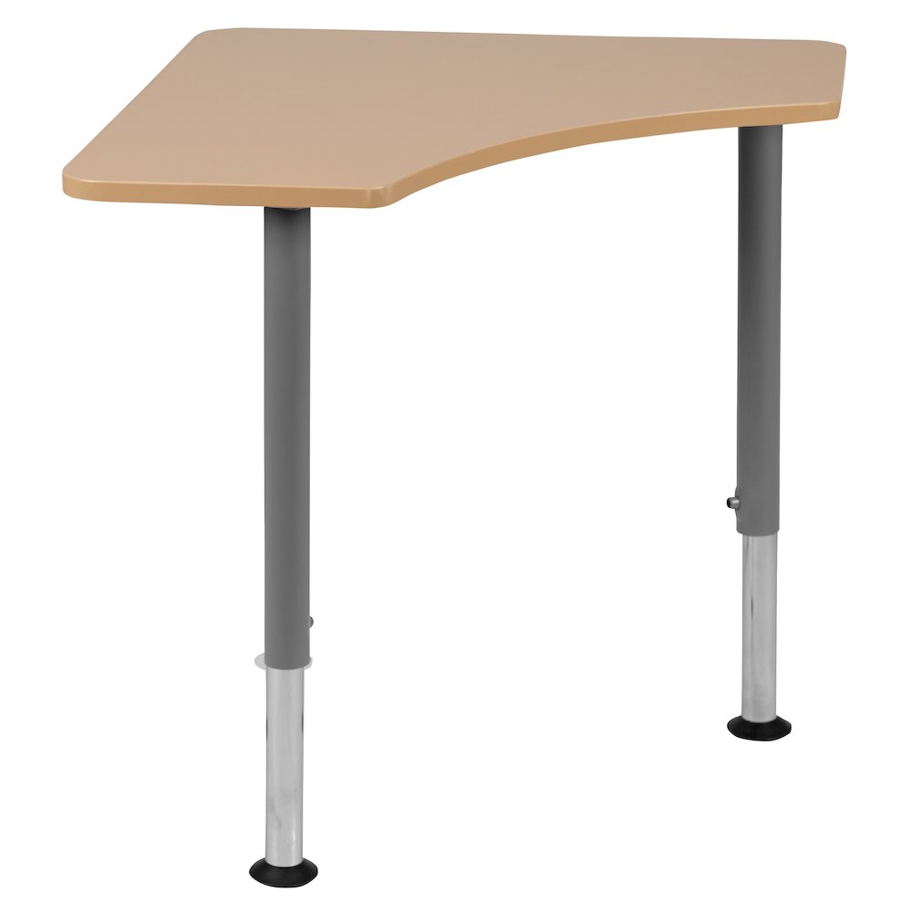 Triangular Natural Collaborative Student Desk (from 22.3" to 34"). Picture 6