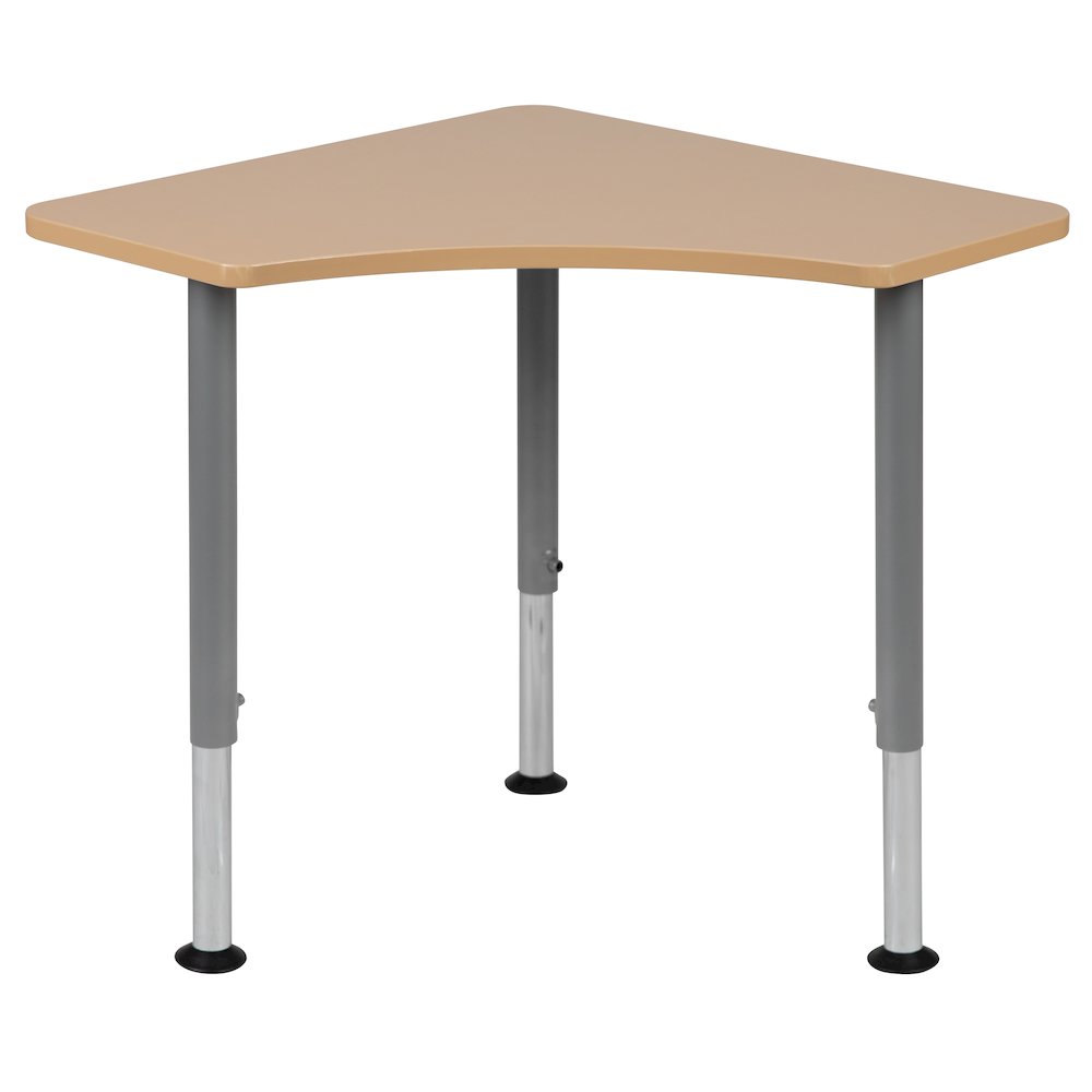 Triangular Natural Collaborative Student Desk (from 22.3" to 34"). Picture 9