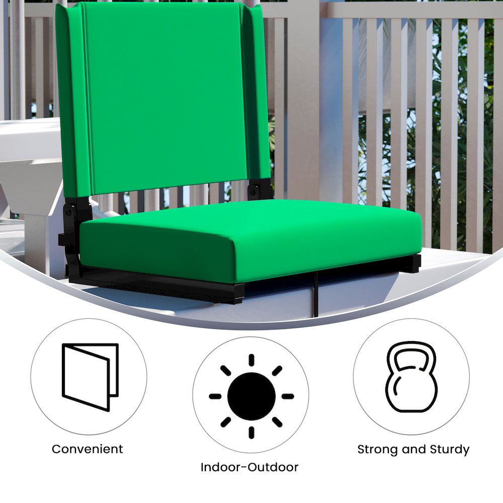 Lightweight Stadium Chair with Handle, Ultra-Padded Seat, Bright Green. Picture 5