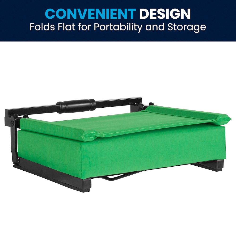 Lightweight Stadium Chair with Handle, Ultra-Padded Seat, Bright Green. Picture 7