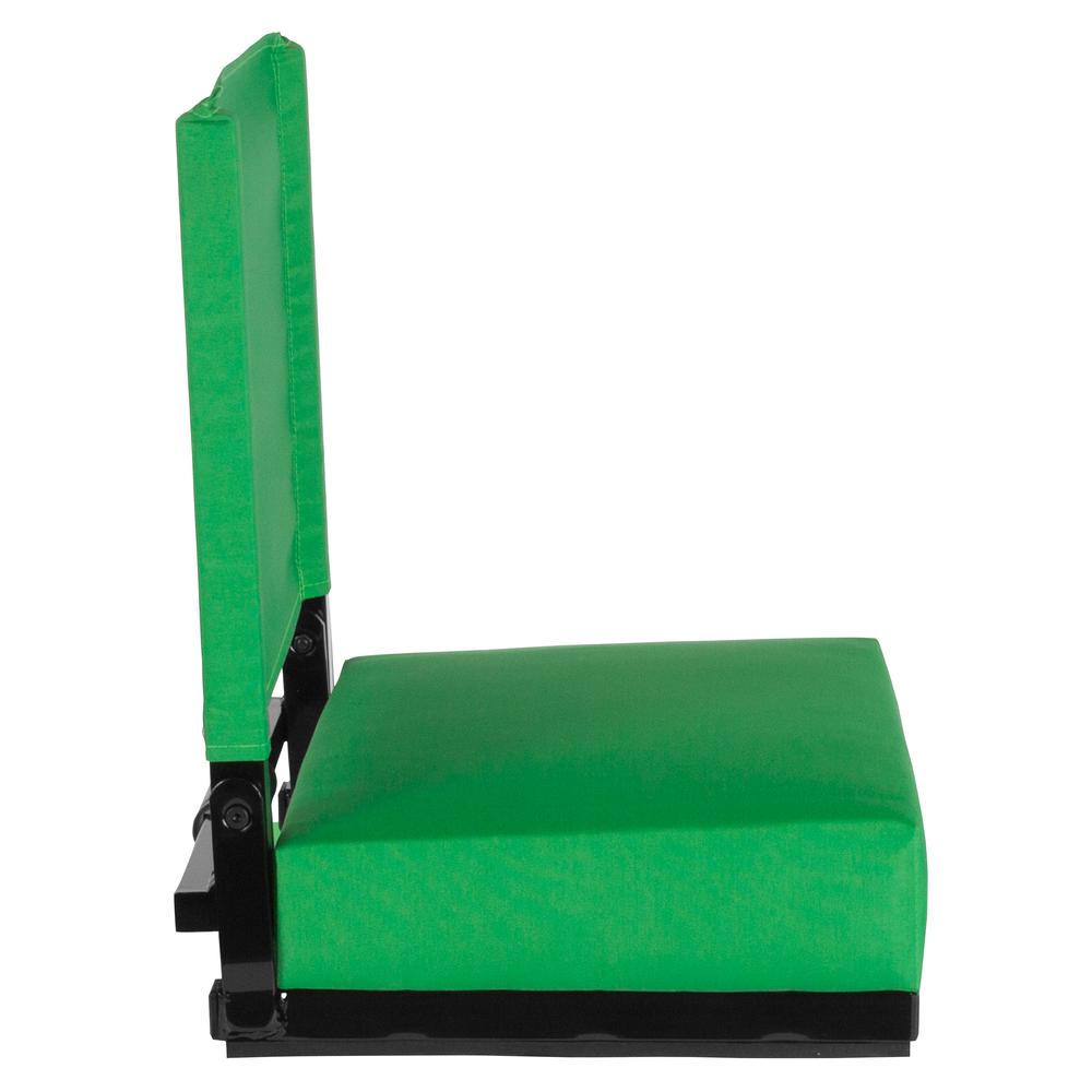 500 lb. Rated Lightweight Stadium Chair with Handle & Ultra-Padded Seat, Bright Green. Picture 2