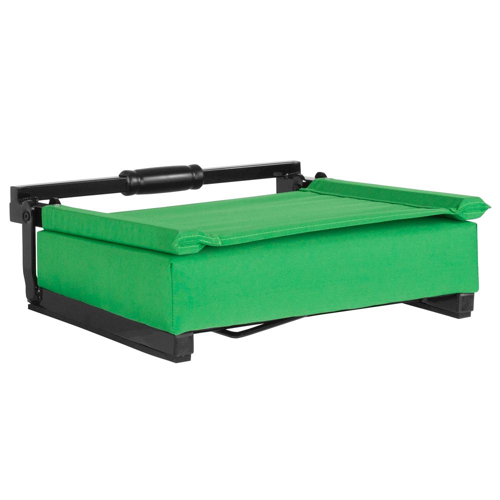 500 lb. Rated Lightweight Stadium Chair with Handle & Ultra-Padded Seat, Bright Green. Picture 5