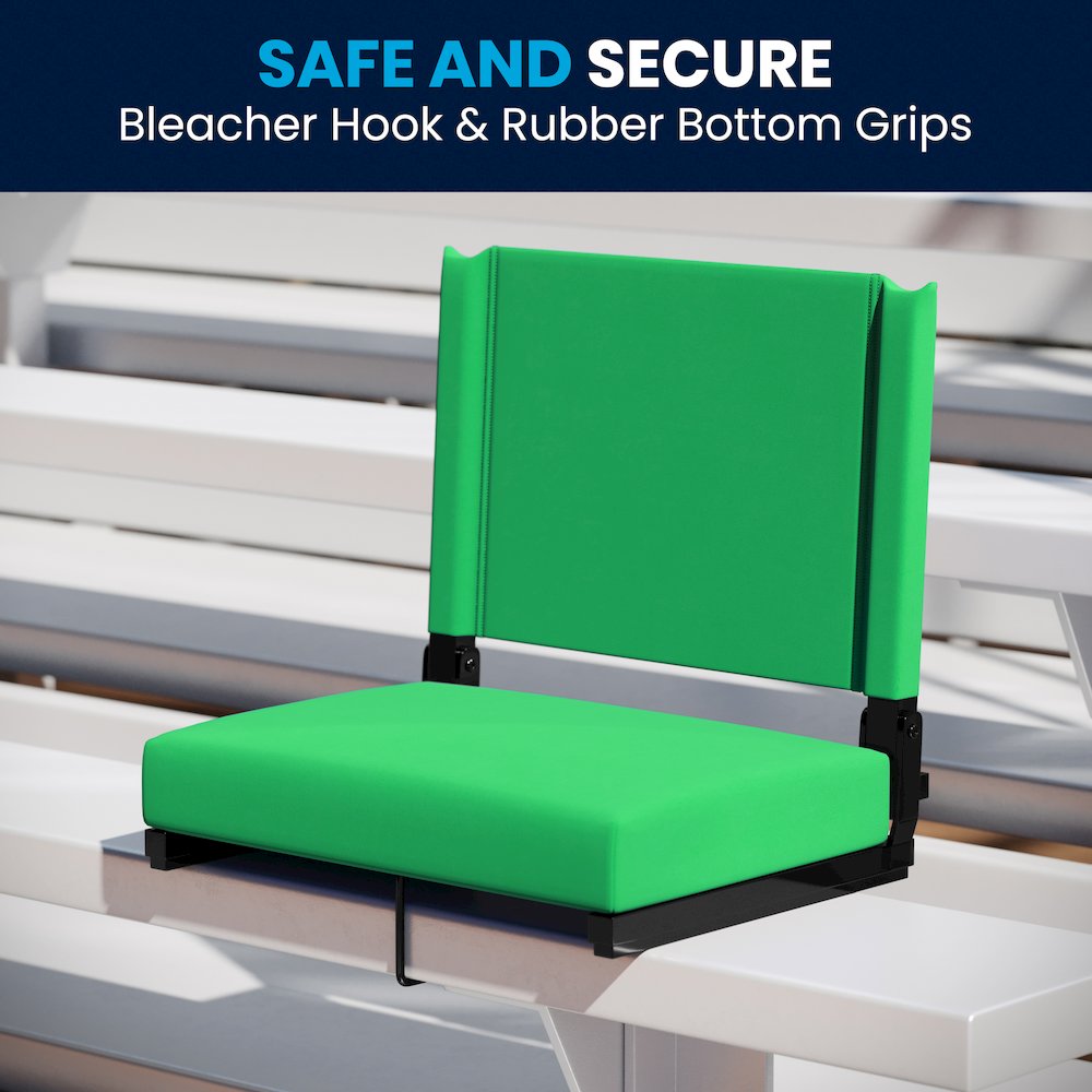 Lightweight Stadium Chair with Handle, Ultra-Padded Seat, Bright Green. Picture 2