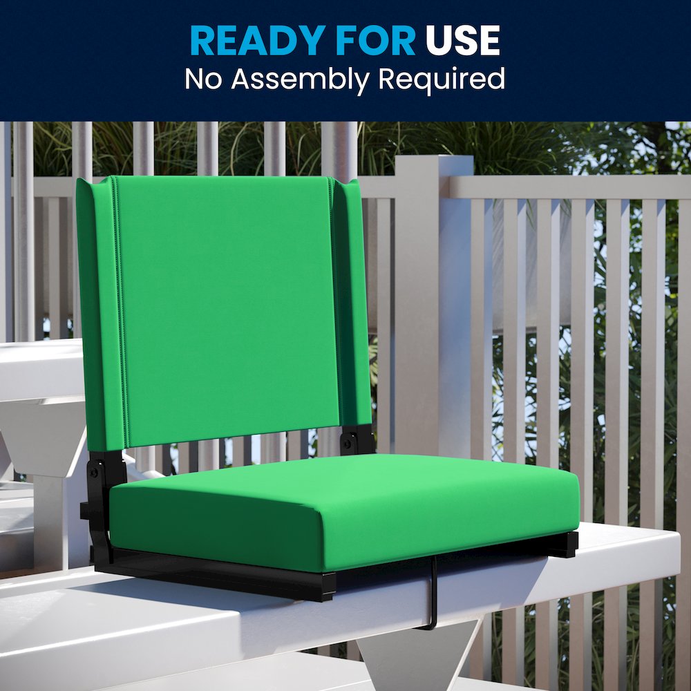 Lightweight Stadium Chair with Handle, Ultra-Padded Seat, Bright Green. Picture 9