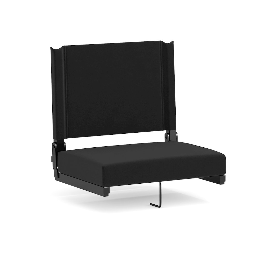 500 lb. Rated Lightweight Stadium Chair with Handle & Ultra-Padded Seat, Black. Picture 1